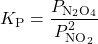 K_{\text{P}}=\dfrac{P_{\ce{N2O4}}}{P^2_{\ce{NO2}}}